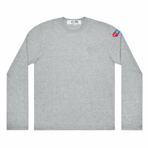 PLAY LS INVADER T-SHIRT RED AND BLUE SLEEVE EMBLEM (GREY)