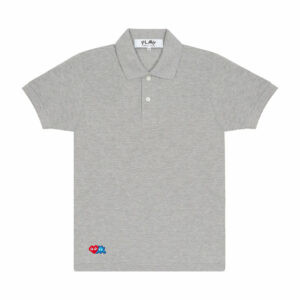 PLAY POLO RED INVADER HEART AND BLUE EMBLEM (GREY