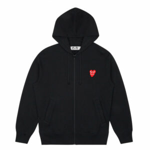 PLAY ZIP HOODED SWEATSHIRT WITH RED FAMILY HEART