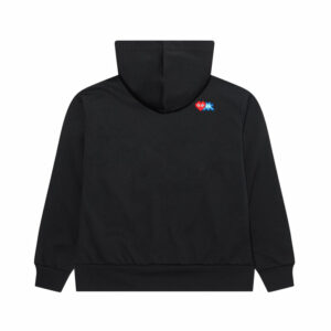PLAY ZIP HOODED SWEATSHIRT WITH RED INVADER HEART AND BLUE EMBLEM (BLack)