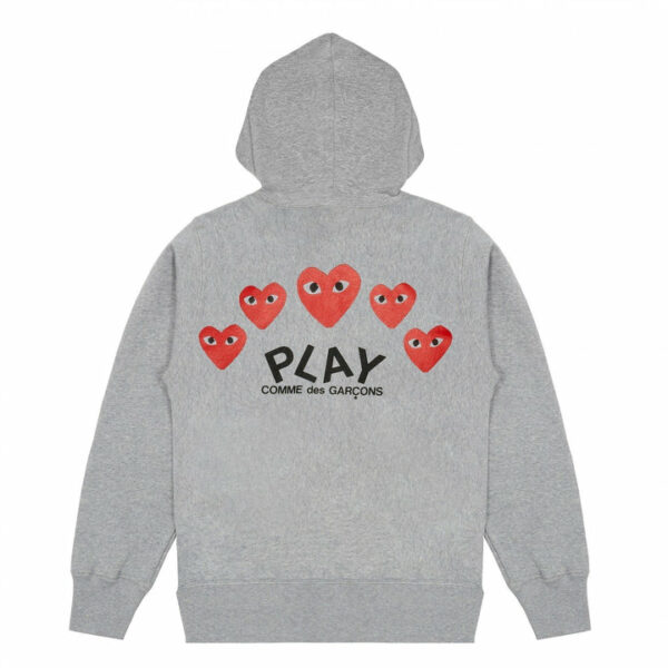 PLAY GREY MULTI LOGO ZIP HOODED SWEATSHIRT