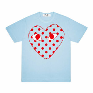 PLAY RED SPOTTED HEART SCREENPRINT T-SHIRT SPRING SERIES (BLUE)