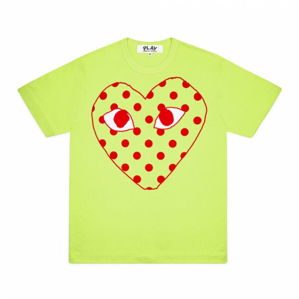 PLAY RED SPOTTED HEART SCREENPRINT T-SHIRT SPRING SERIES (GREEN)