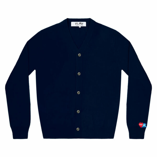 PLAY WOMEN'S CARDIGAN INVADER RED HEART AND BLUE EMBLEM (NAVY)